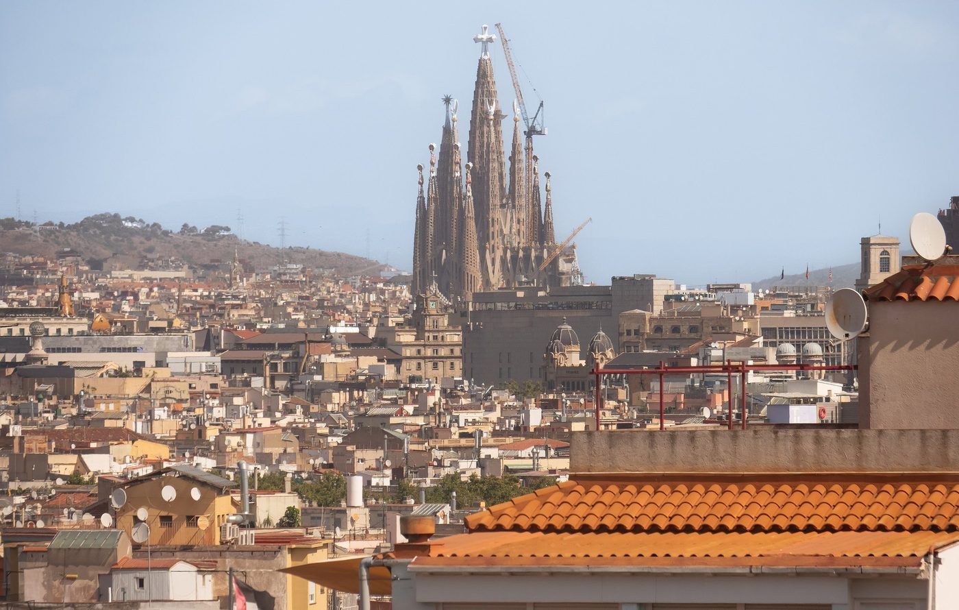 The Sagrada Família above Barcelona rooftops