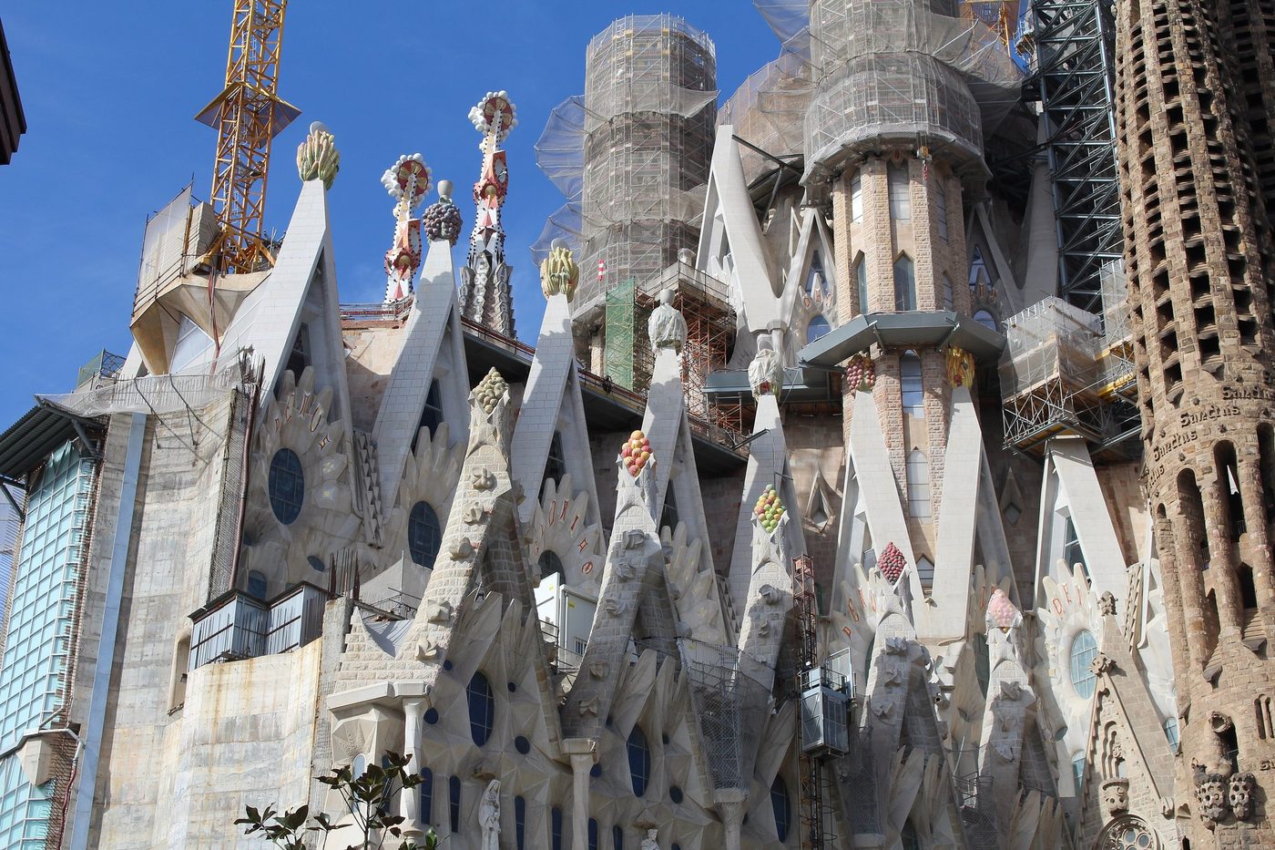 Coloured pinnacles beside the Glory façade area.