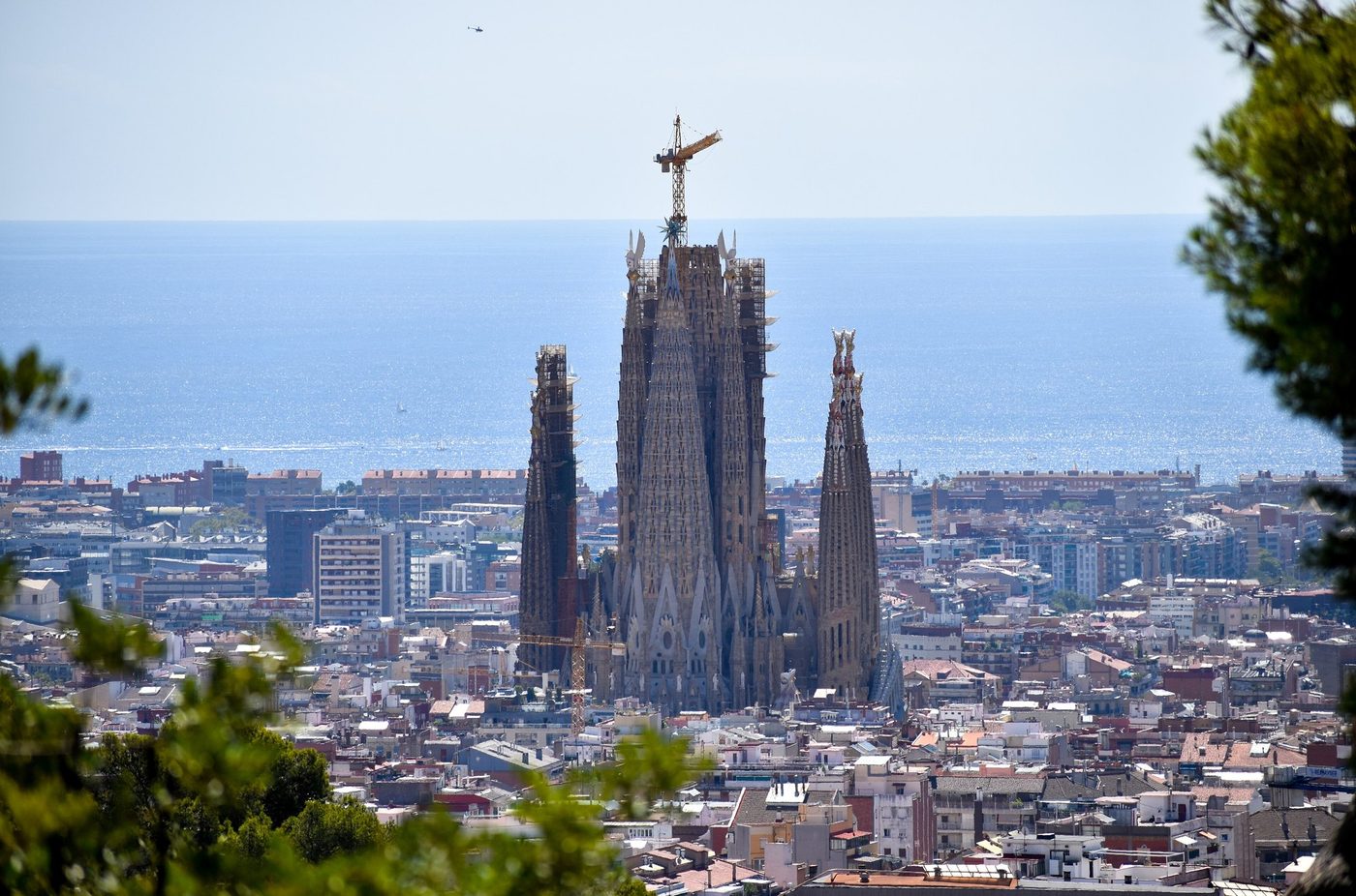 The Basilica from a hill, with the sea behind