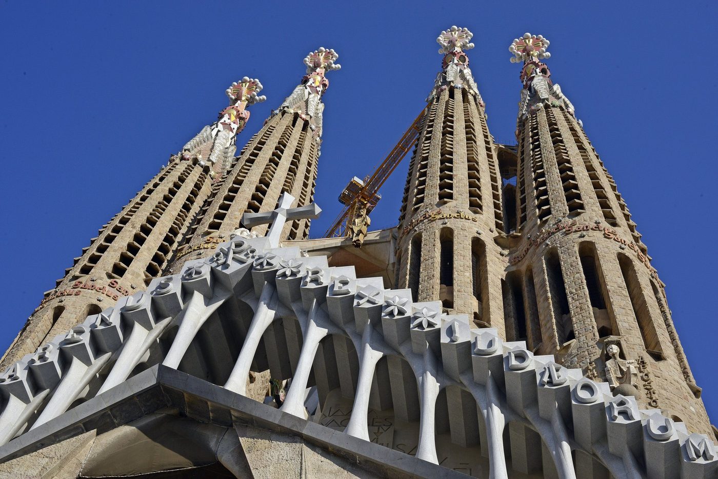 Passion bell towers against a deep blue sky