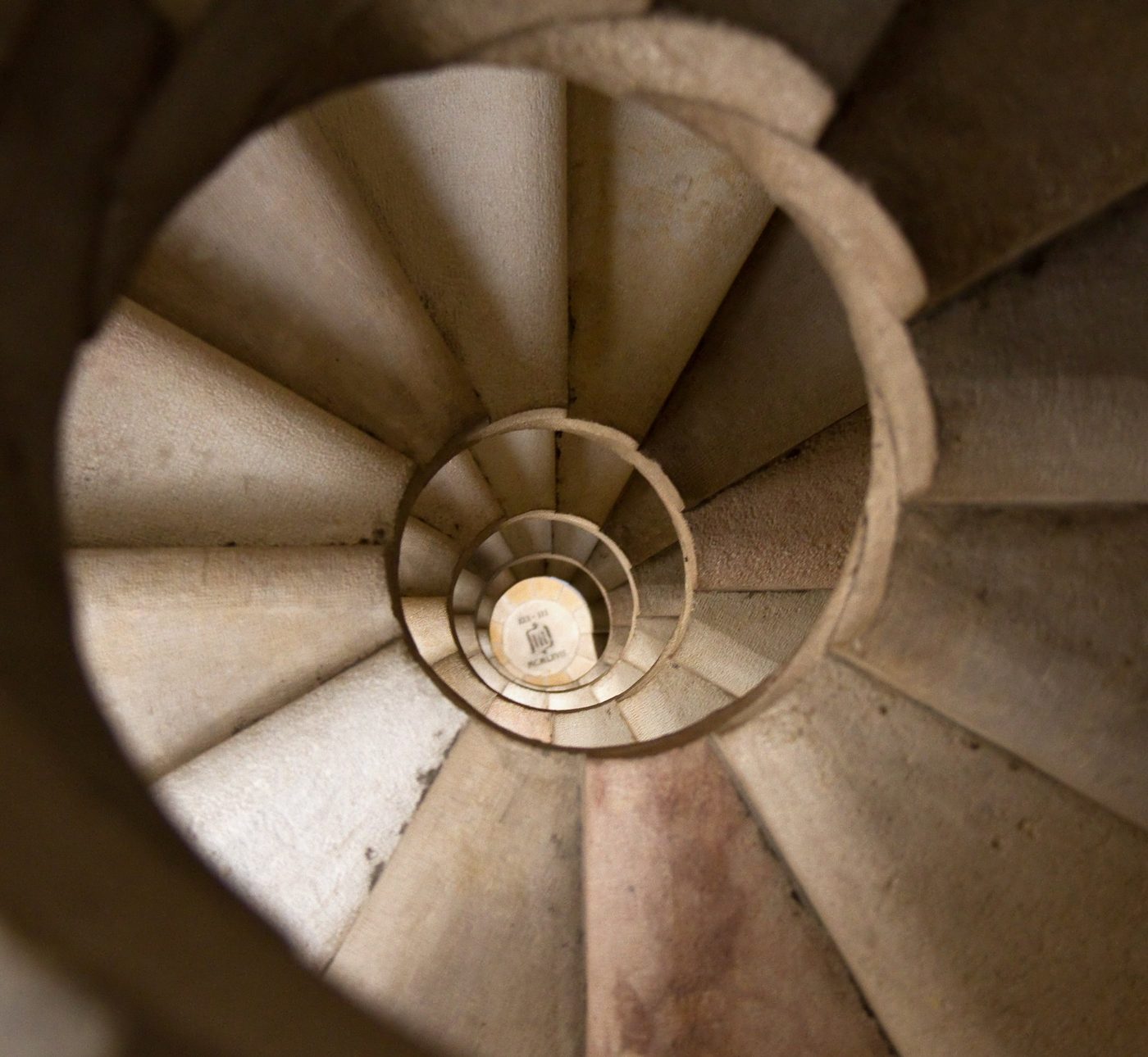 Spiral stone staircase seen from above